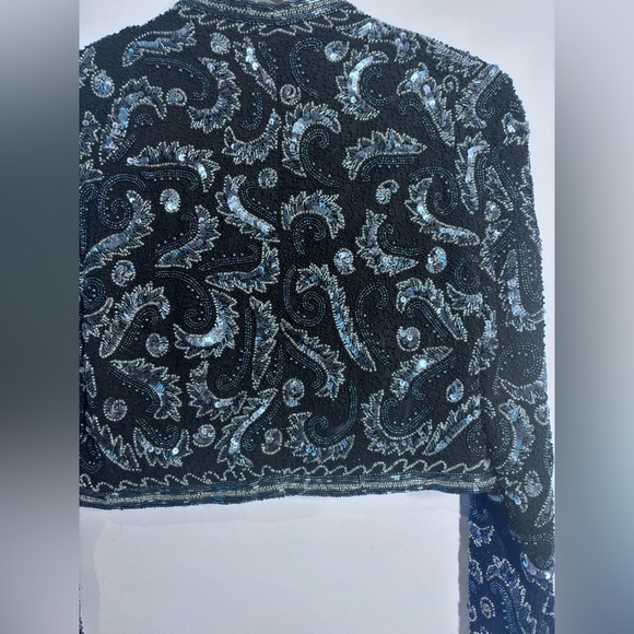 Vintage A.J. Bari Silk Beaded Cropped Jacket – Size Small - Picture 5 of 6